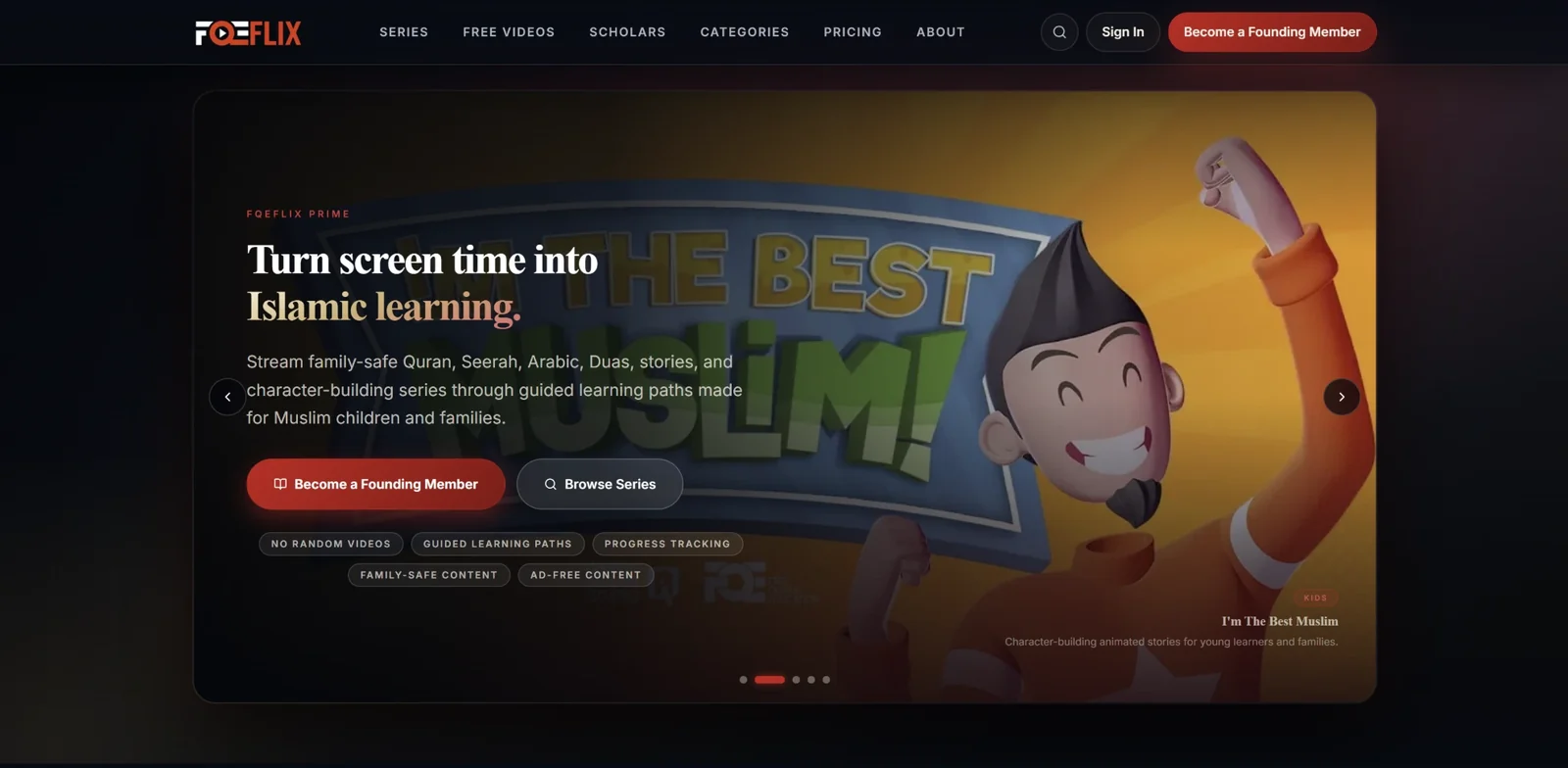 FQEFlix web app home page